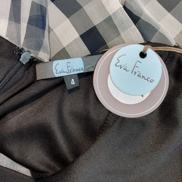 Eva Franco A-Line Dress Sleeveless Cross Back Multicolor Plaid Womens Size 4 NWT - Picture 3 of 7